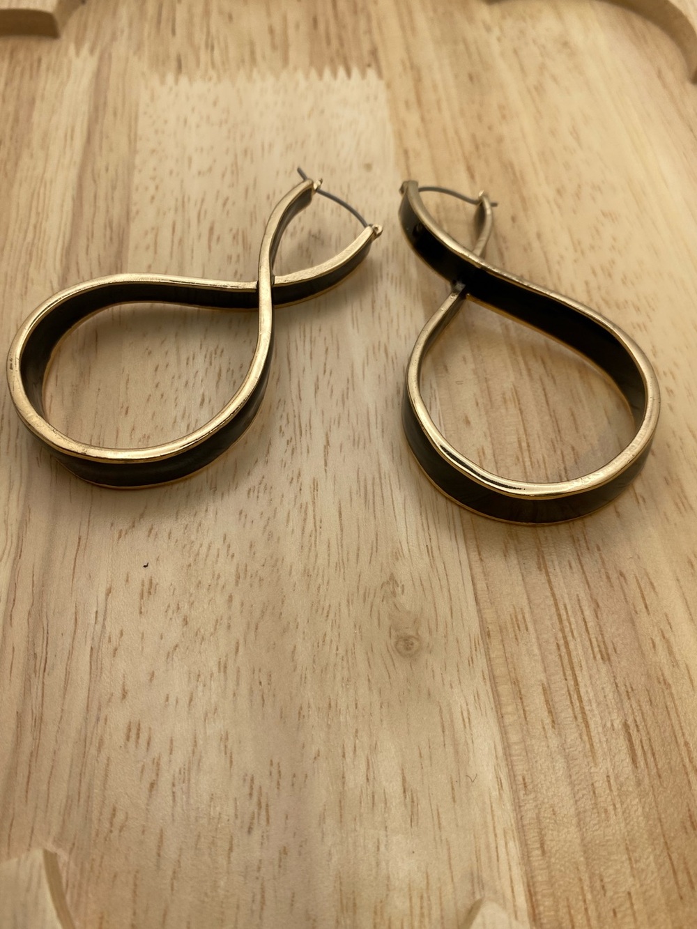 Vintage Black and Gold Twisted Hoop Earrings - Men Accessories